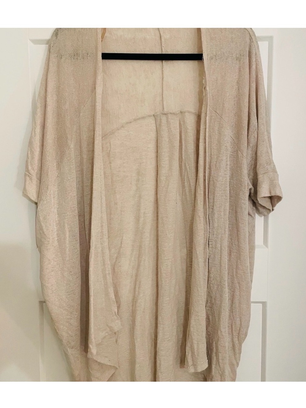 painted threads Open Front Lightweight Beige Cardigan